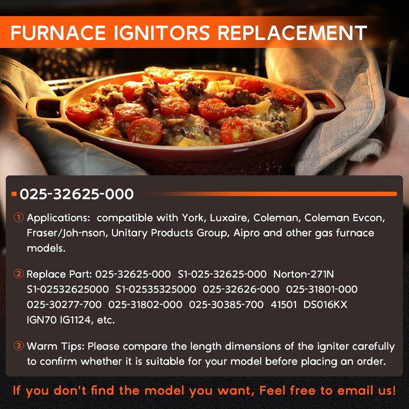 Replizo Upgraded 025-32625-000 Furnace Ignitor for York Coleman Evcon Luxaire, Hot Surface Ignitor Replaces B1401018 S1-025-32625-000 025-31801-000 S1-025-35325-000 Norton-271N with Male Plug - Image 5
